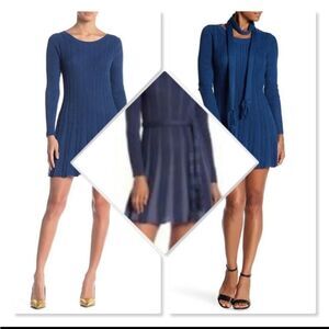 Papillon Fit & Flare Sweater Dress sz XL in Blue.